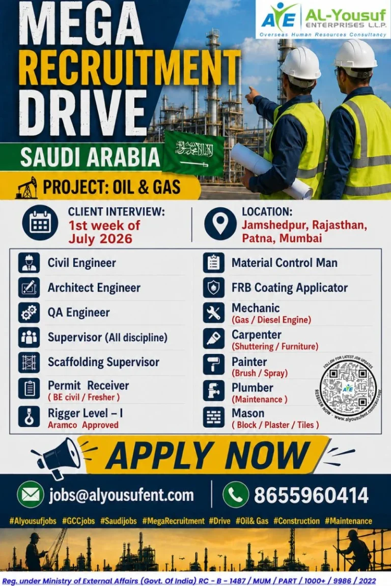 Saudi Arabia Oil & Gas Mega Recruitment Drive 2026 – Client Interview in July
