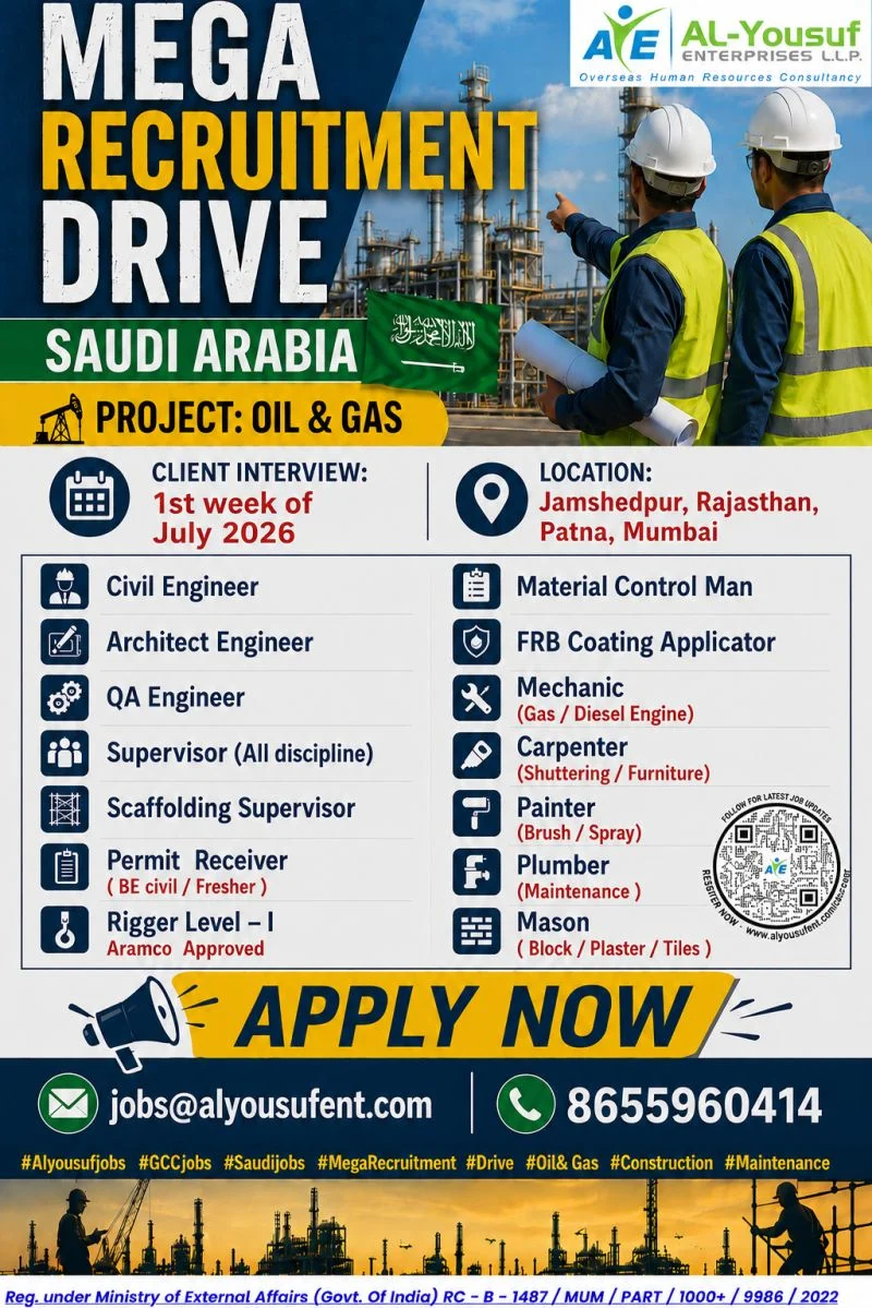 Saudi Arabia Oil & Gas Mega Recruitment Drive 2026 – Client Interview in July