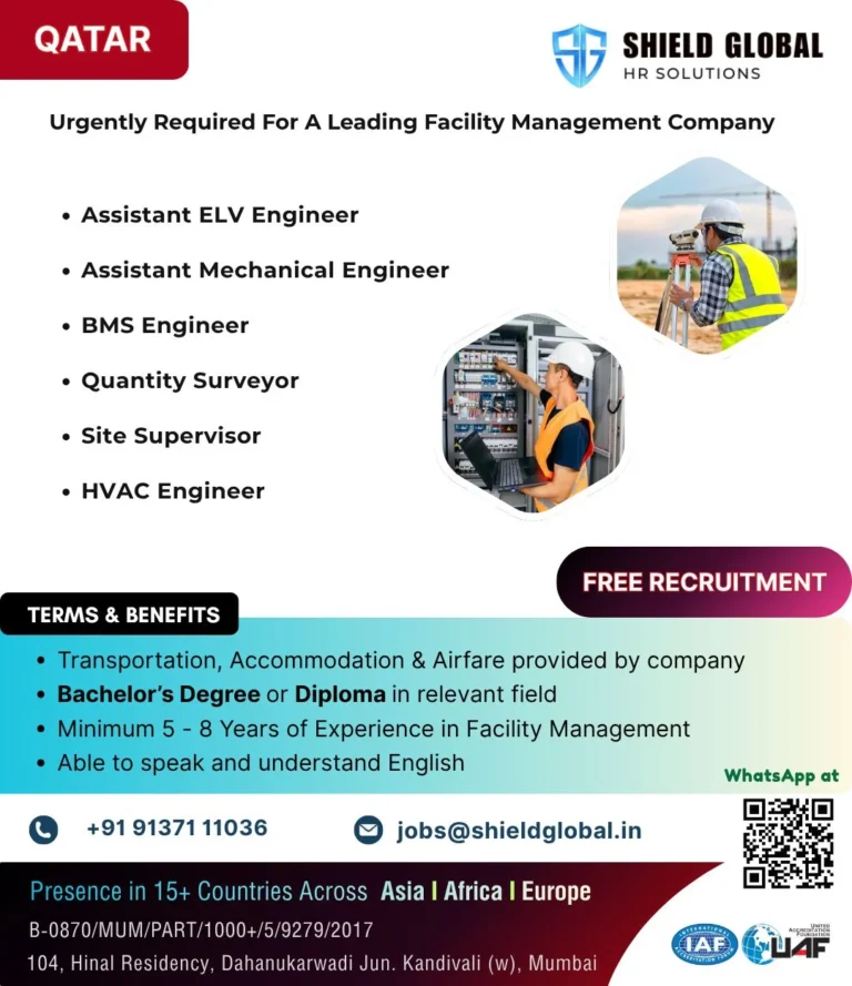 Qatar Facility Management Jobs 2026 – Free Recruitment for Engineers & Supervisors
