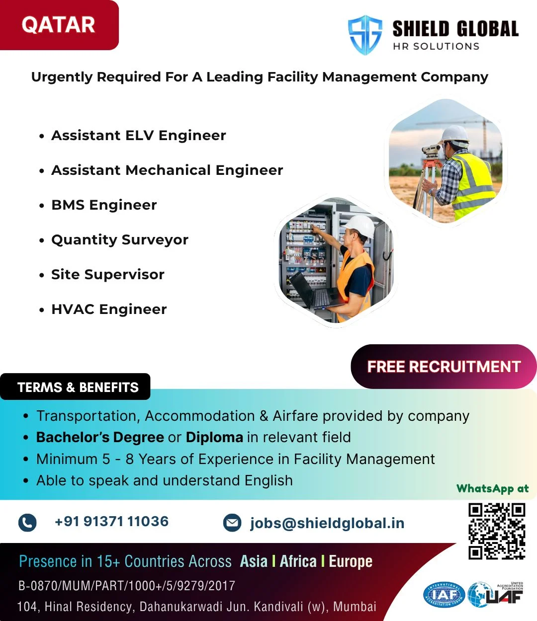 Qatar Facility Management Jobs 2026 – Free Recruitment for Engineers & Supervisors