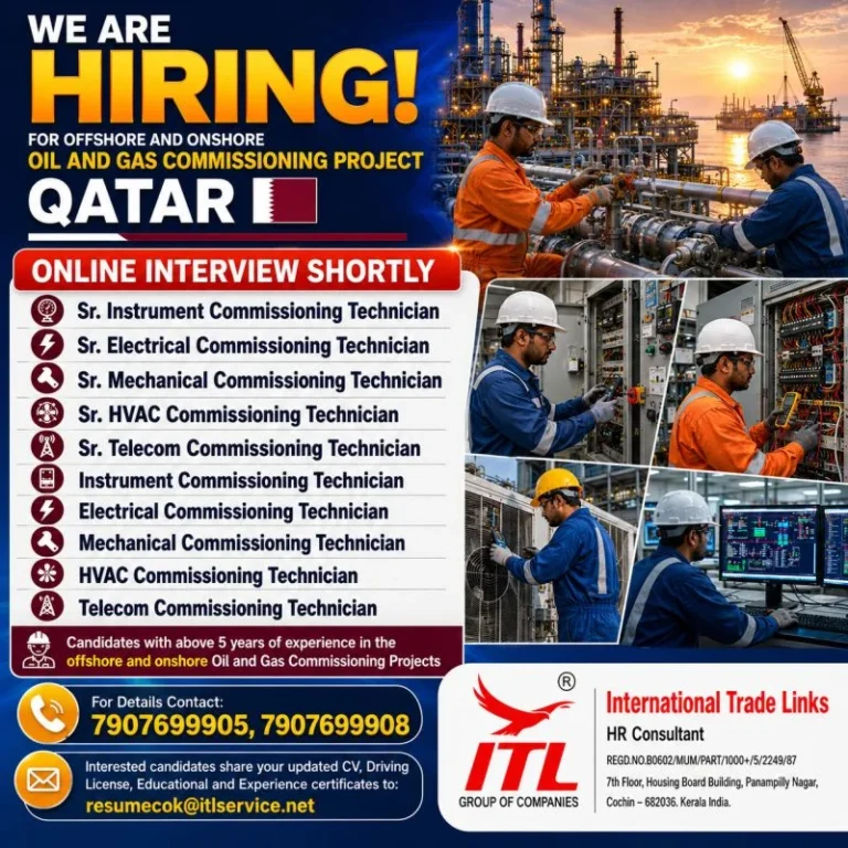 Qatar Oil & Gas Commissioning Project Jobs 2026 – Online Interview | Apply Now