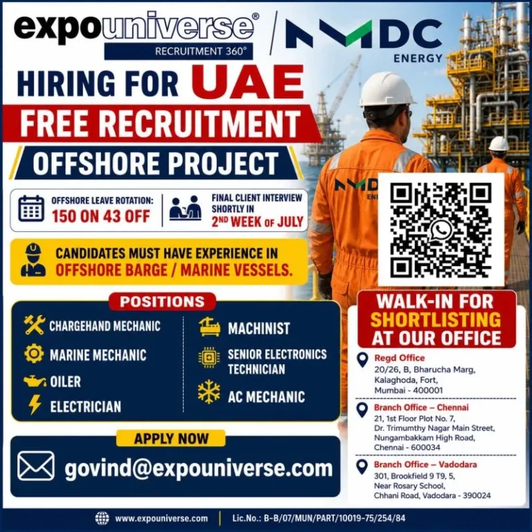 NMDC Energy UAE Offshore Project – Free Recruitment 2026 | Apply Now