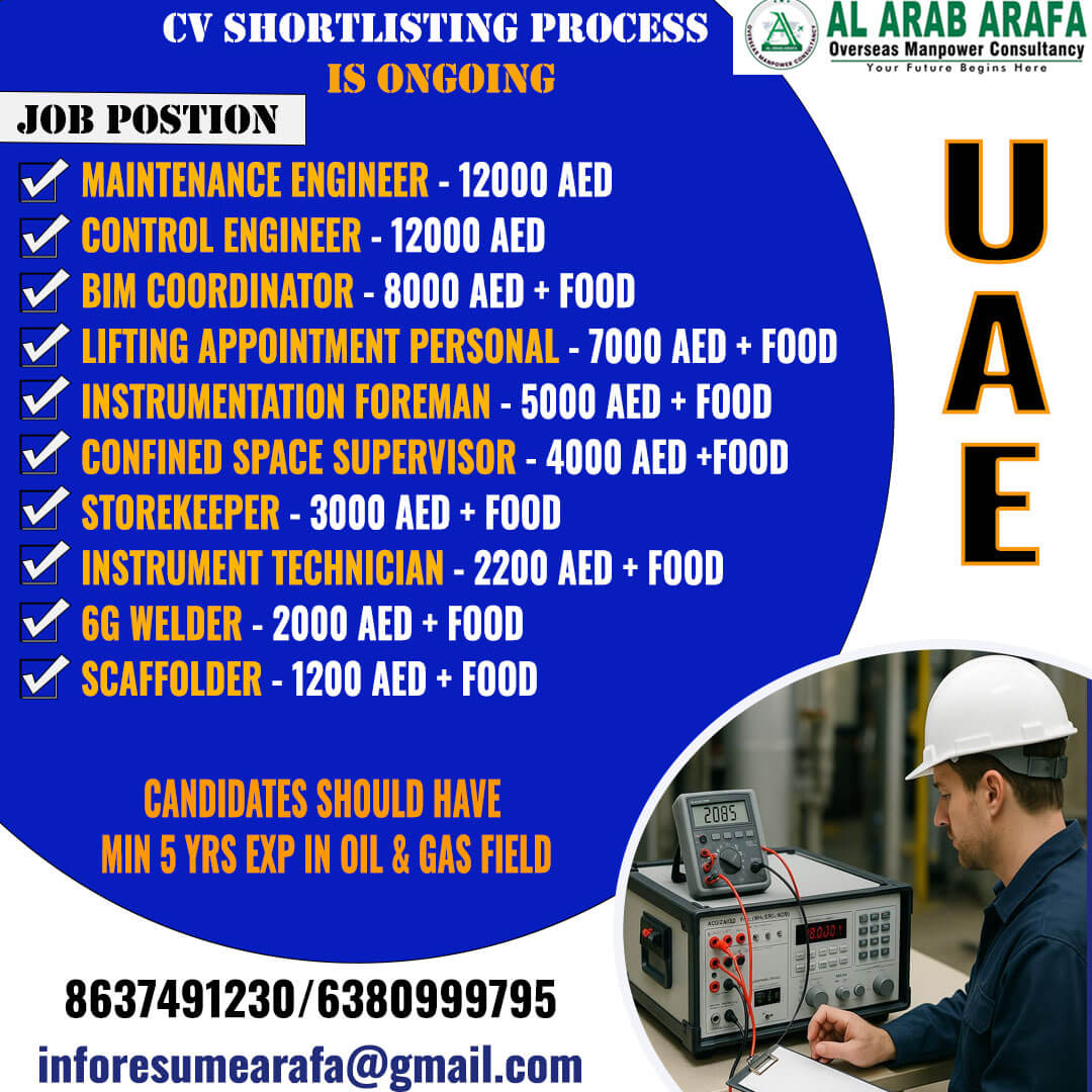 UAE Oil & Gas Jobs 2026 – CV Shortlisting in Progress | Apply for Engineer, BIM Coordinator, Welder & More