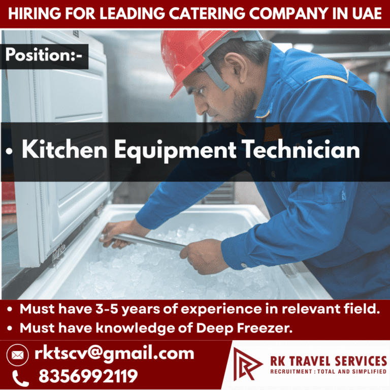 Kitchen Equipment Technician Jobs in UAE 2026 – Leading Catering Company Hiring Now