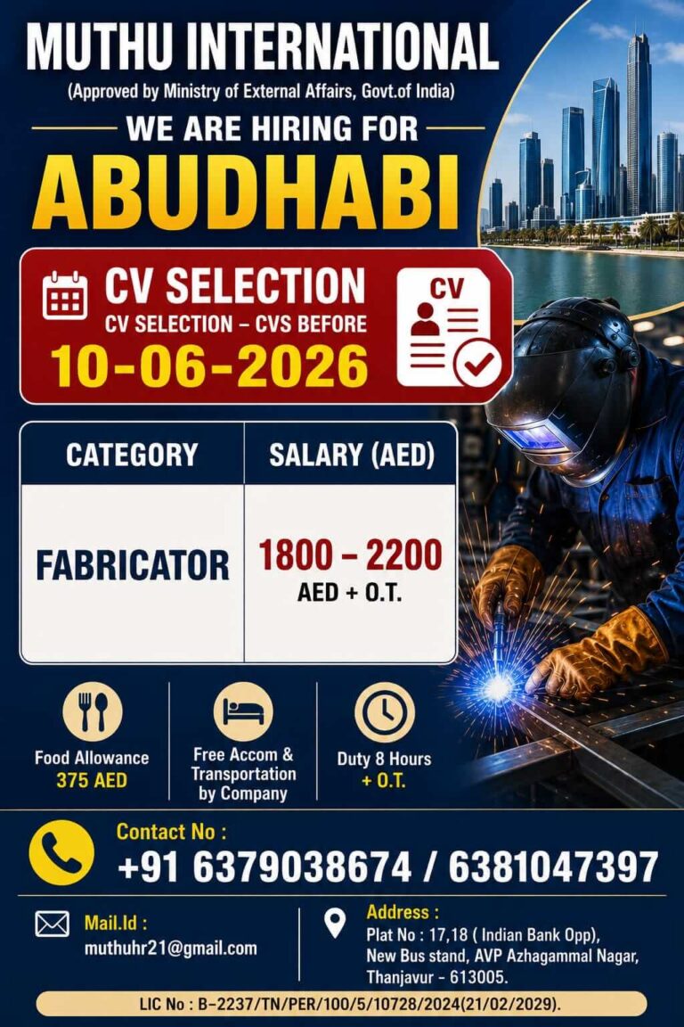 Abu Dhabi Fabricator Jobs 2026 – UAE Recruitment Announced