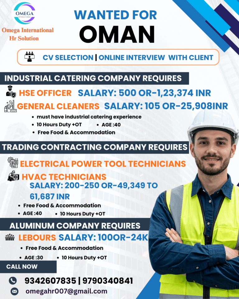 Oman Jobs 2026 – Immediate Recruitment for Multiple Vacancies