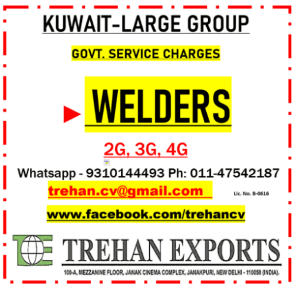 Kuwait Welder Jobs 2026 – Immediate Hiring for Skilled Welders