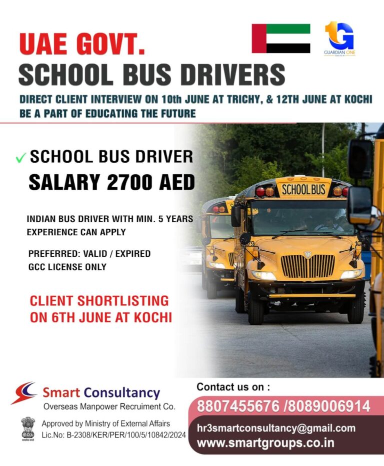 UAE Government School Bus Driver Jobs 2026 – Direct Client Interview