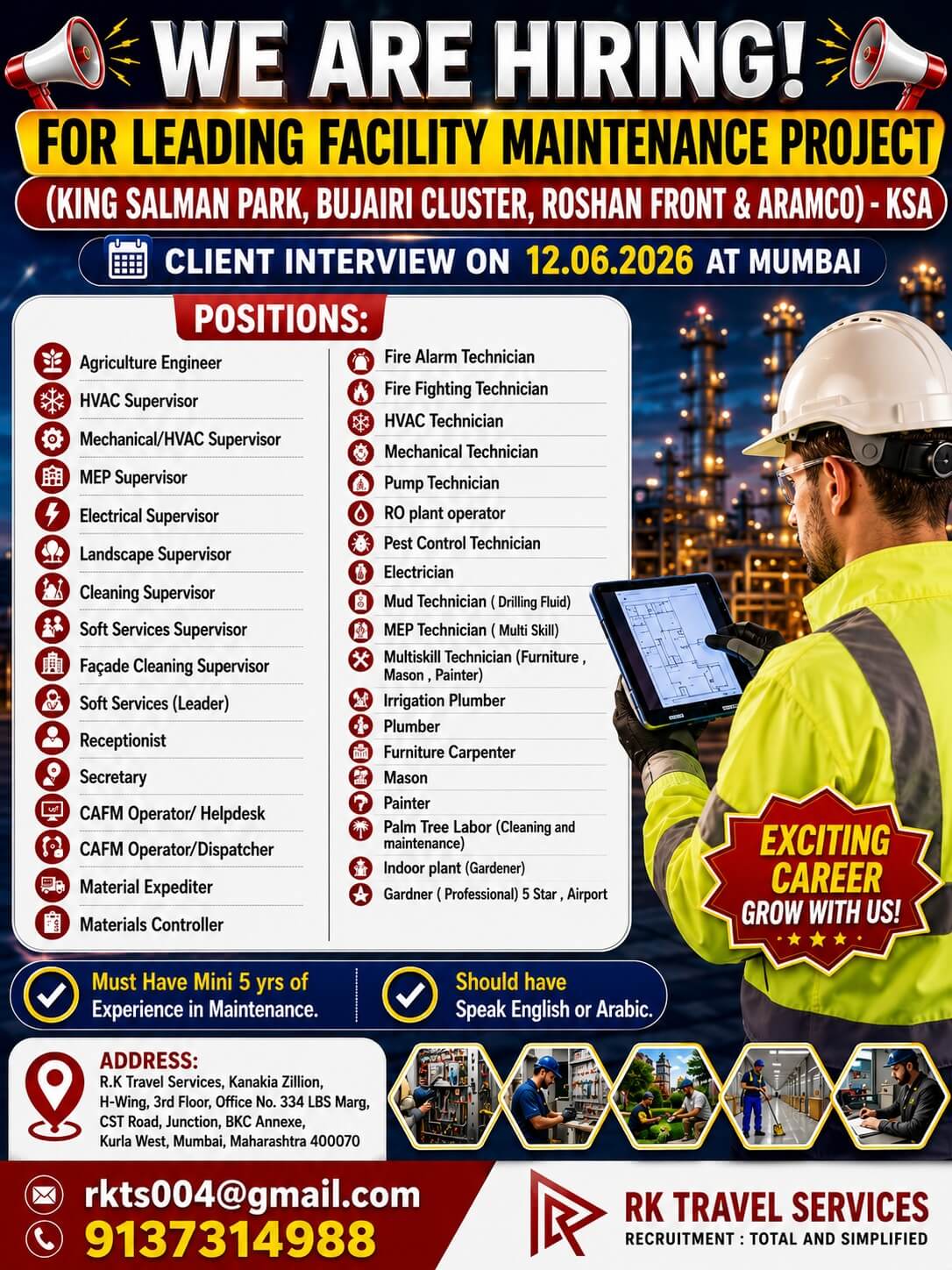 Saudi Facility Maintenance Project Recruitment 2026