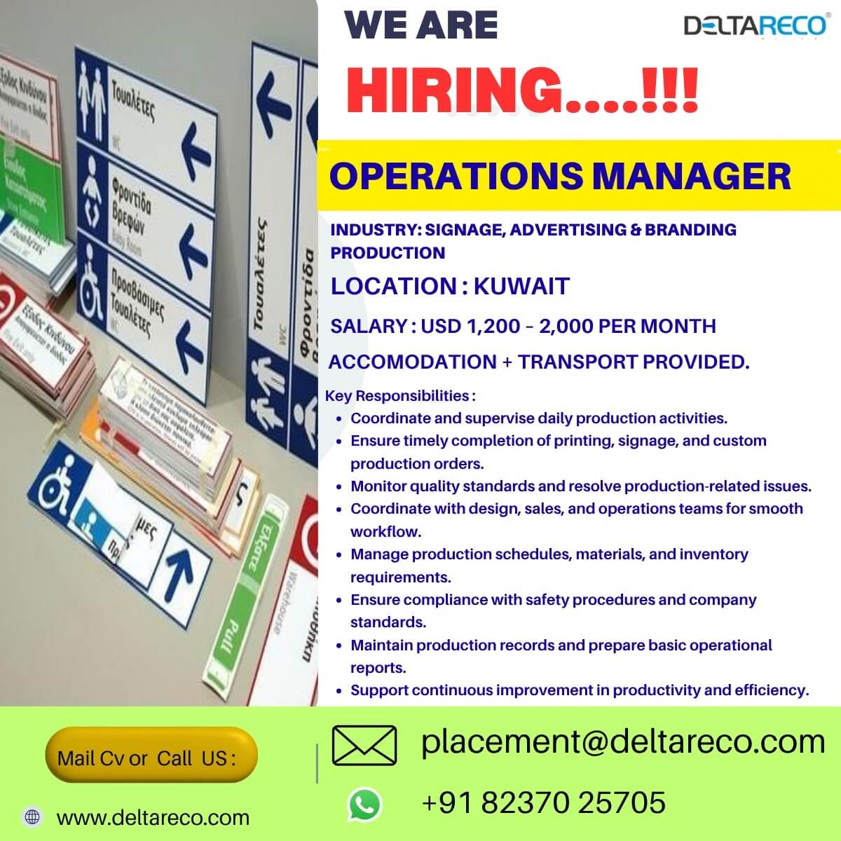 Kuwait Operations Manager Jobs 2026 – Signage, Advertising & Branding Industry | Apply Now