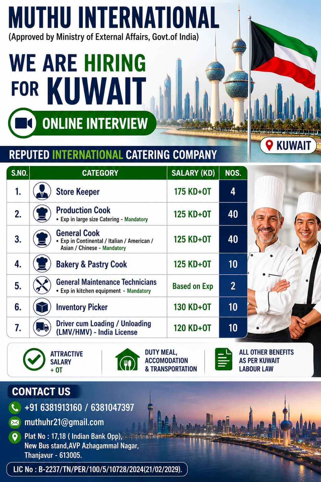 Kuwait Catering Company Jobs 2026 – Online Interview