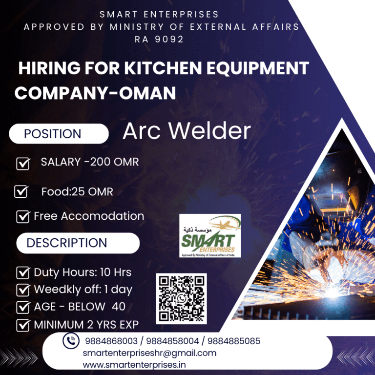 Arc Welder Jobs in Oman 2026 – Free Accommodation | Apply Now