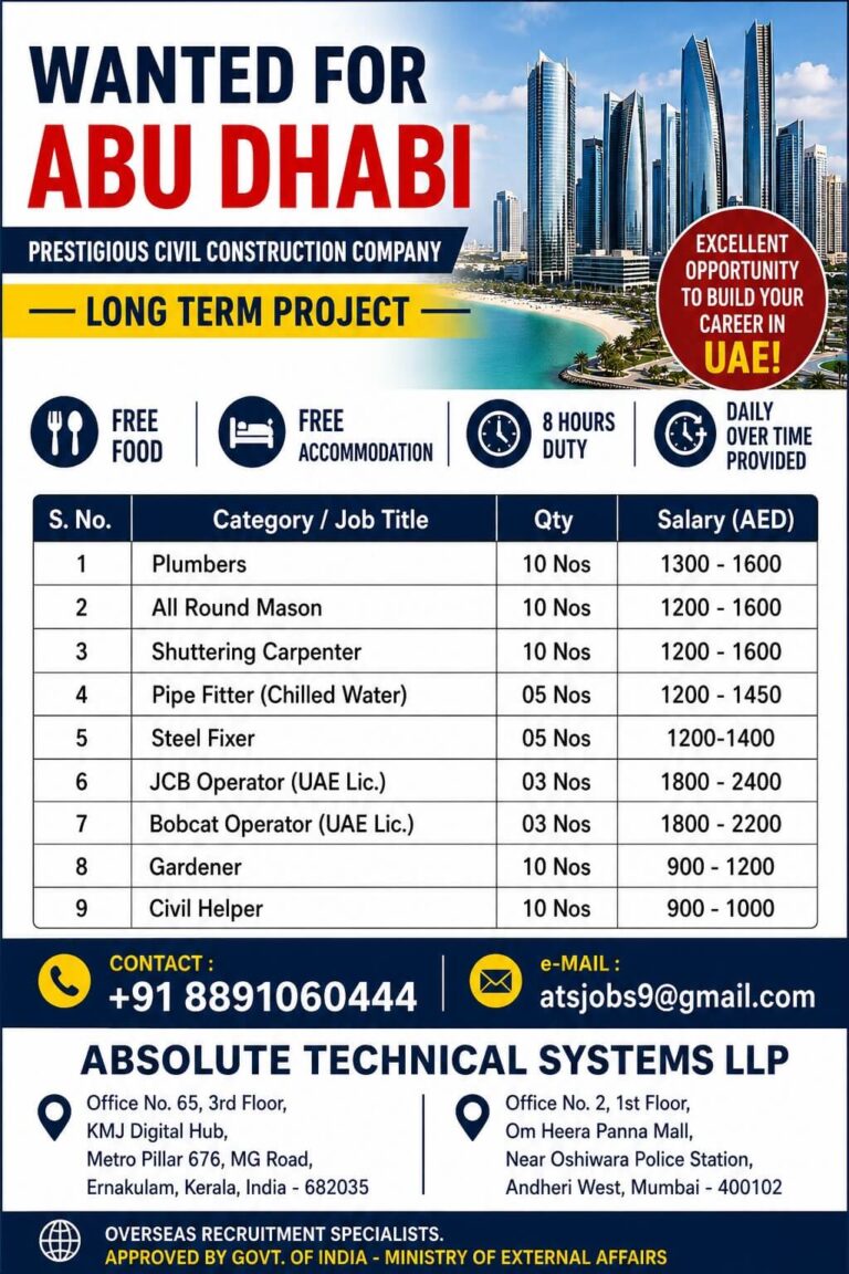 Abu Dhabi Civil Construction Company Jobs 2026