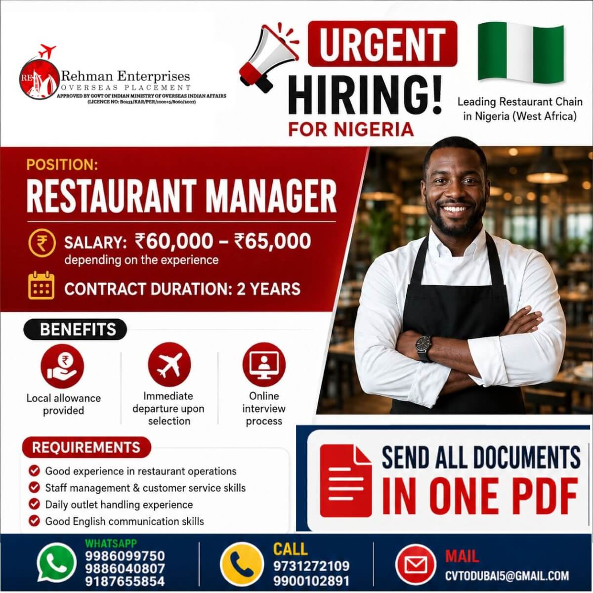 Nigeria Restaurant Manager Jobs 2026 – Immediate Hiring for Leading Restaurant Chain