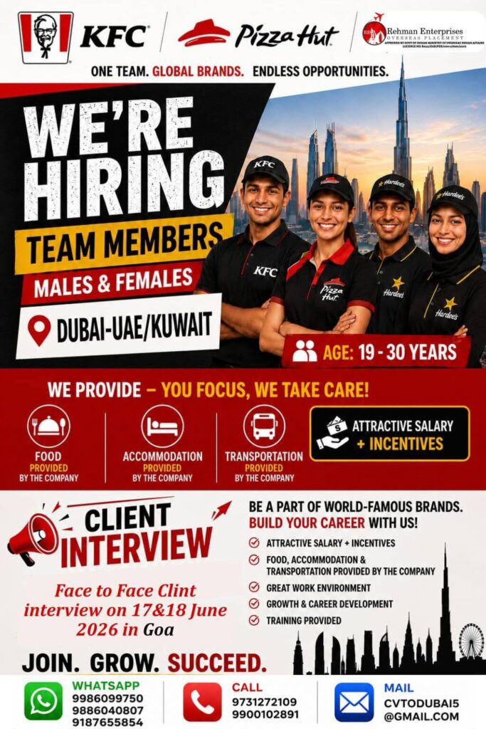 KFC & Pizza Hut UAE/Kuwait Recruitment 202