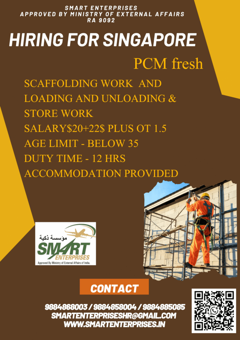 Singapore Scaffolding & Store Worker Jobs 2026 – Loading, Unloading and Store Work Vacancies