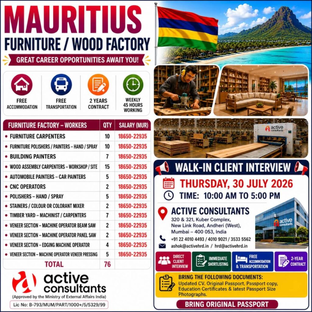Mauritius Furniture Factory Jobs 2026