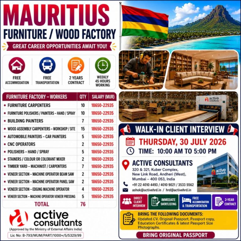 Mauritius Furniture Factory Jobs 2026