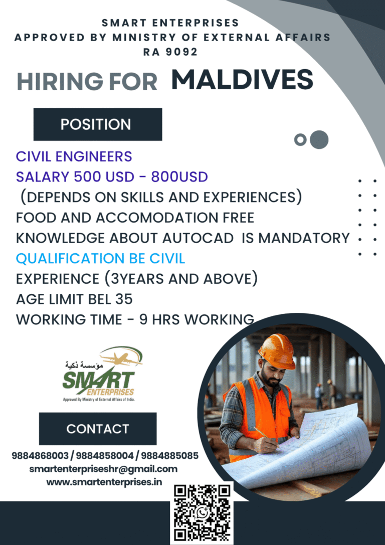 Maldives Civil Engineer Jobs 2026 – Free Food & Accommodation | Apply Now