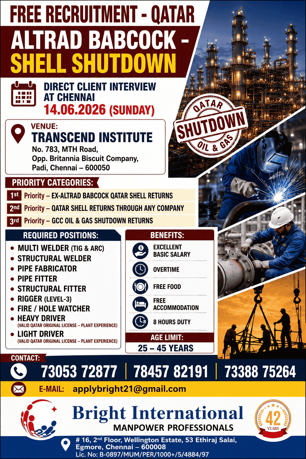 Qatar Shell Shutdown Project Jobs 2026 – Free Recruitment | Direct Client Interview in Chennai on 14 June