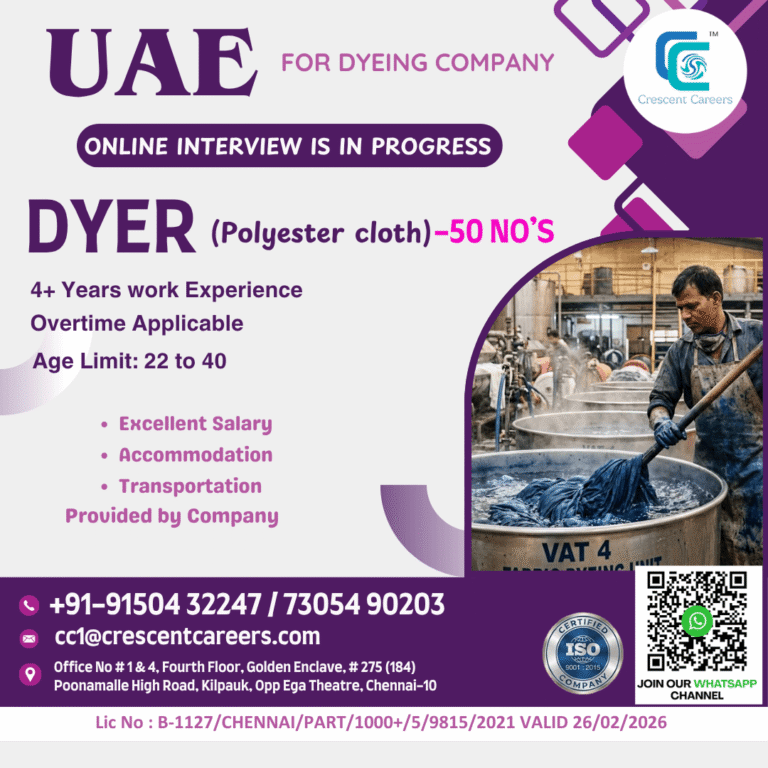 UAE Dyer Jobs 2026 – Online Interview in Progress | Apply Now