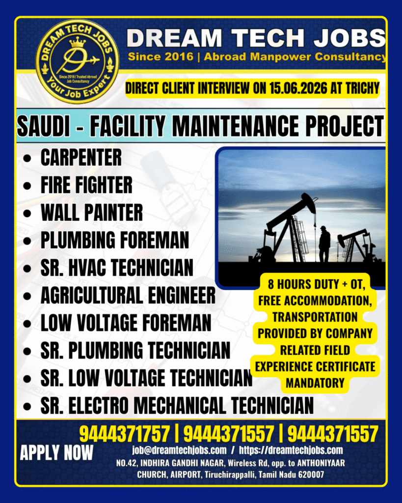 Saudi Facility Maintenance Project Jobs 2026