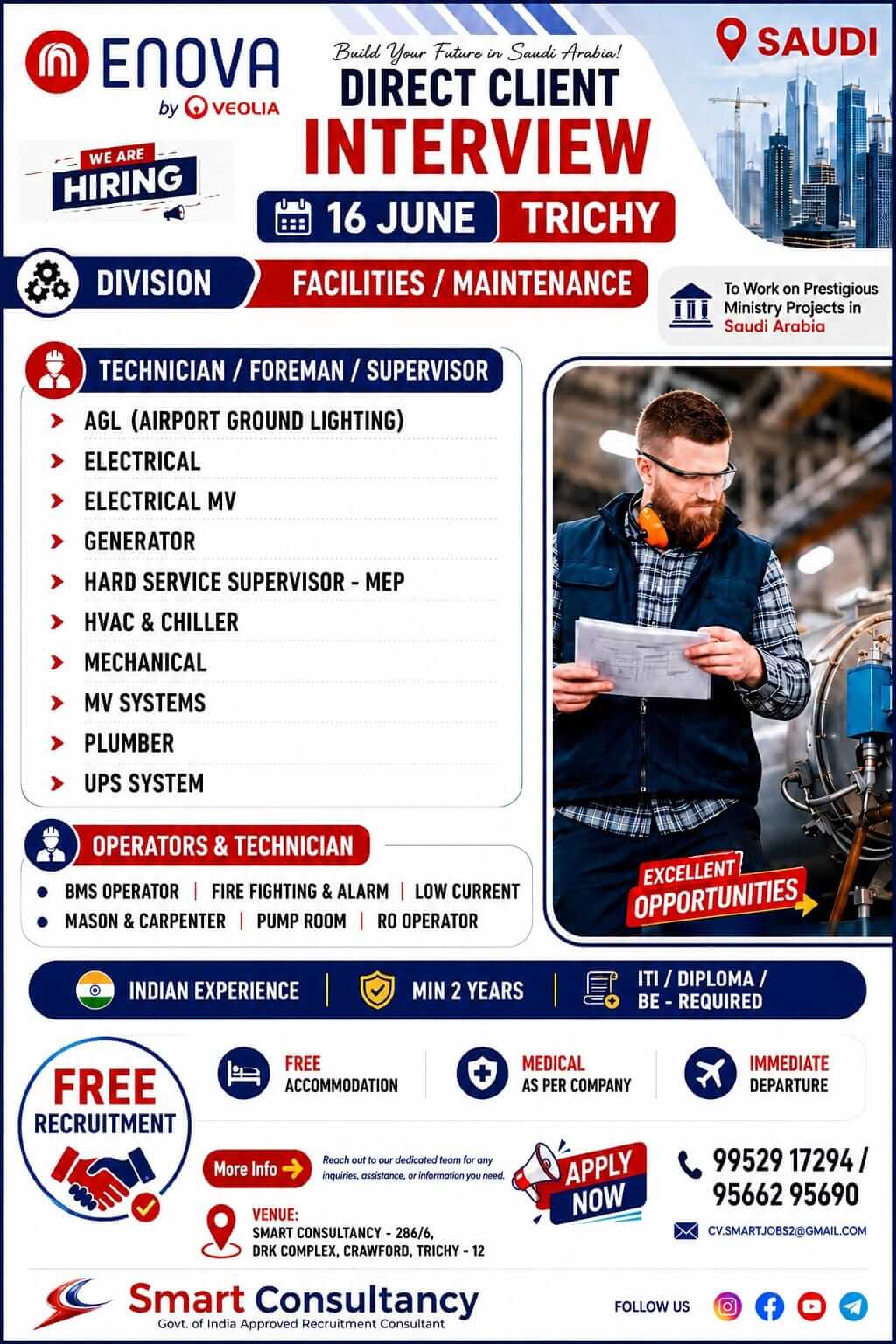 Saudi Arabia ENOVA Facilities & Maintenance Recruitment 2026