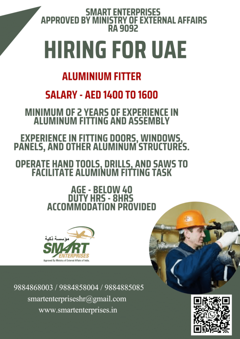 Aluminium Fitter Jobs in UAE 2026 – Immediate Hiring