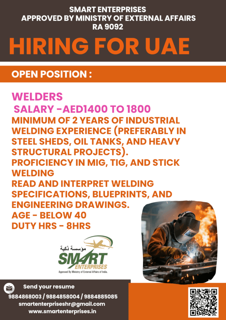 Welders Jobs in UAE 2026 – Exciting Opportunity for Skilled Welders