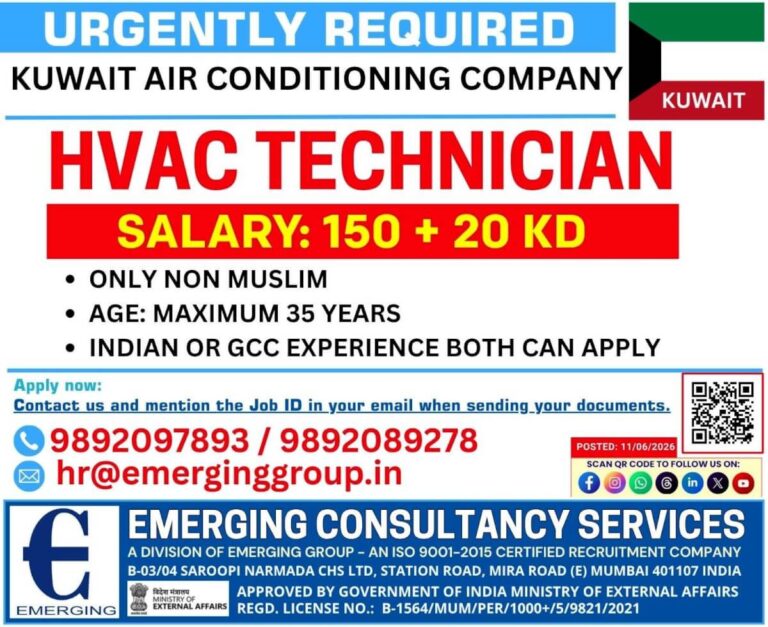 HVAC Technician Jobs in Kuwait 2026 – Apply Now for Air Conditioning Company Vacancies