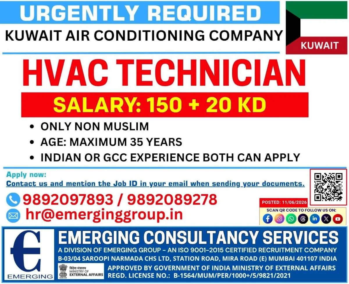 HVAC Technician Jobs in Kuwait 2026 – Apply Now for Air Conditioning Company Vacancies