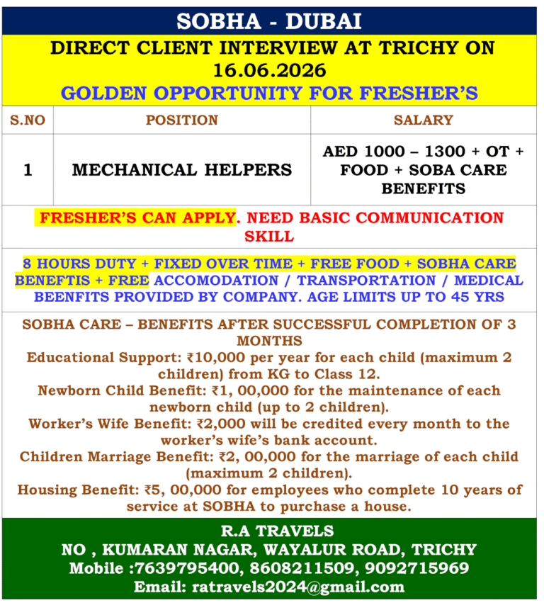 Mechanical Helpers Jobs in Dubai 2026 – Golden Opportunity for Freshers