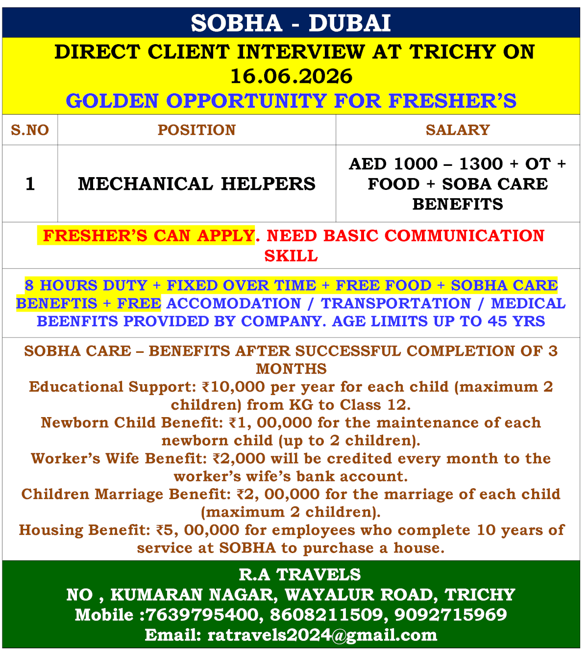 Mechanical Helpers Jobs in Dubai 2026 – Golden Opportunity for Freshers