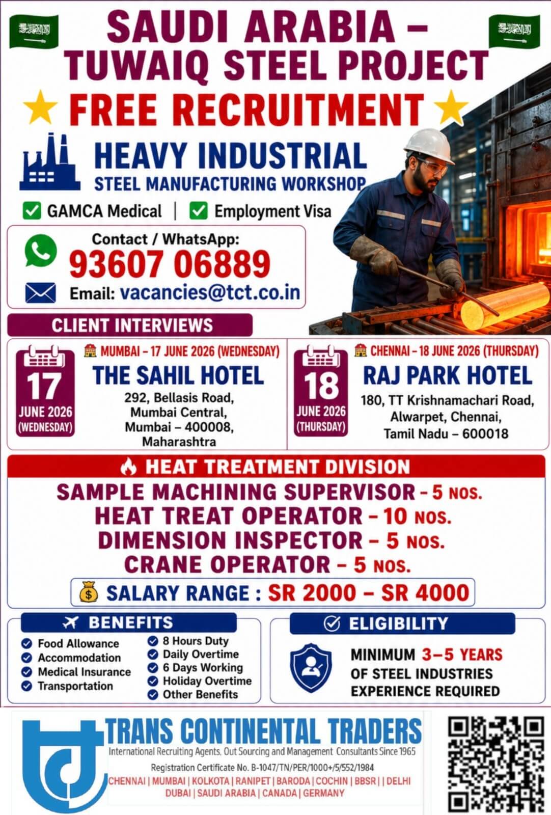 Saudi Arabia Tuwaiq Steel Project Recruitment 2026