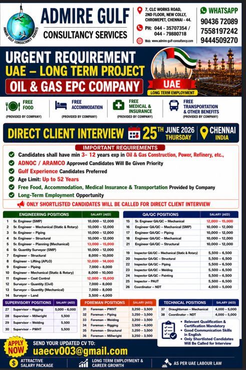 Recruitment Disclaimer – Important Notice for Job Seekers Before applying, please read the job advertisement carefully to understand the vacancies, required qualifications, and experience. Avoid making any advance payments to recruiters. Any payments should only be made after visa processing is confirmed. Our platform is not directly involved in recruitment or selection. We strongly recommend applicants to verify the authenticity of recruiters and check the credibility of prospective employers before making financial transactions. This recruitment disclaimer is provided to ensure transparency and safeguard job seekers from fraudulent activities