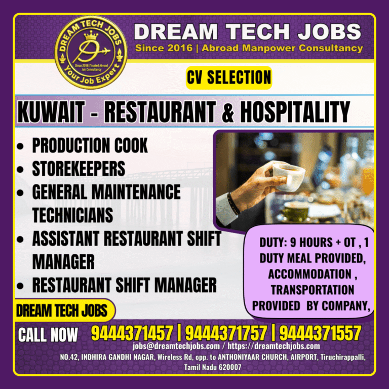 Kuwait Restaurant & Hospitality Jobs 2026 – CV Selection 