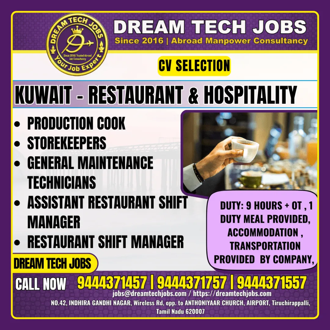 Kuwait Restaurant & Hospitality Jobs 2026 – CV Selection 