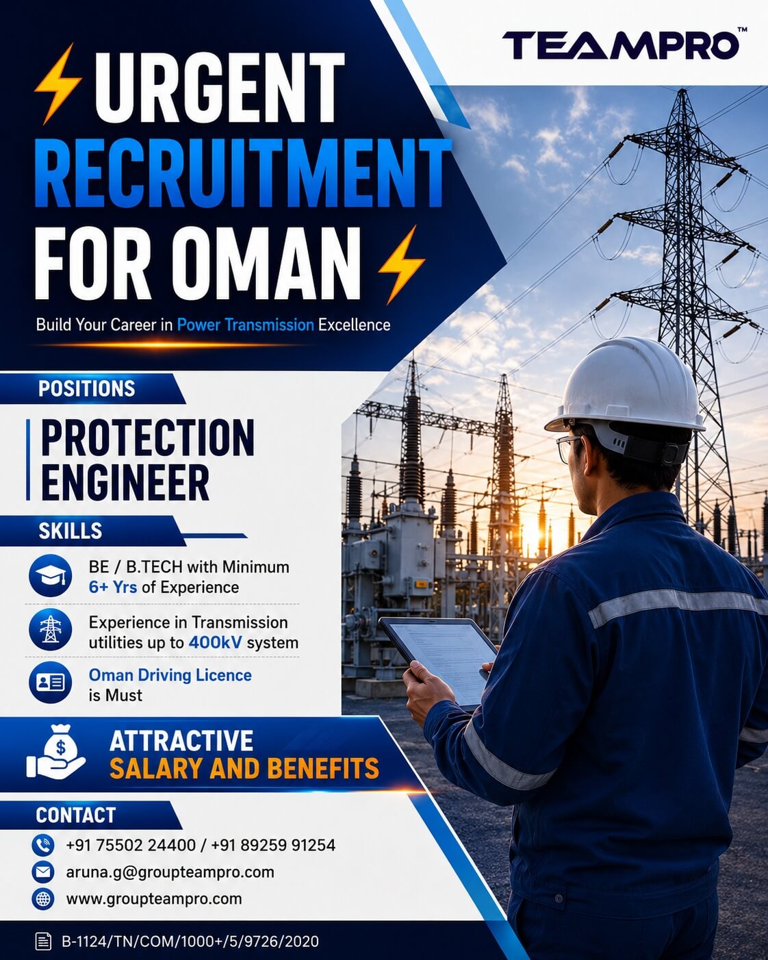 Oman Power Transmission Jobs 2026 – Protection Engineer Vacancy | TeamPro Recruitment