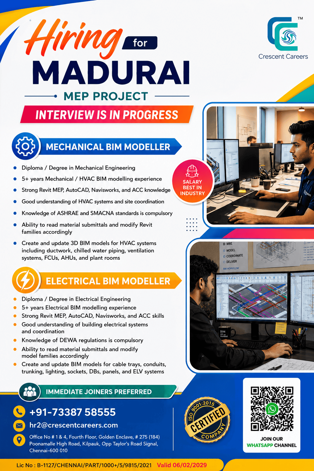 Madurai MEP Project Hiring 2026 – Mechanical & Electrical BIM Modeller Jobs