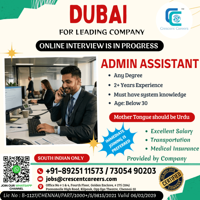 Dubai Admin Assistant Jobs 2026 – Online Interview in Progress