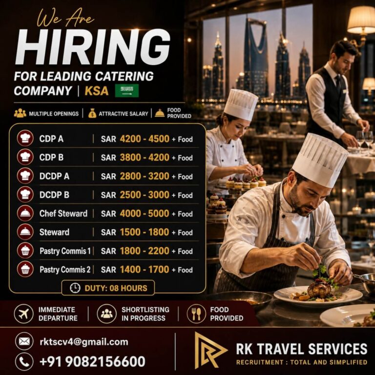 Saudi Arabia Catering Company Jobs 2026 – Multiple Openings with Attractive Salary