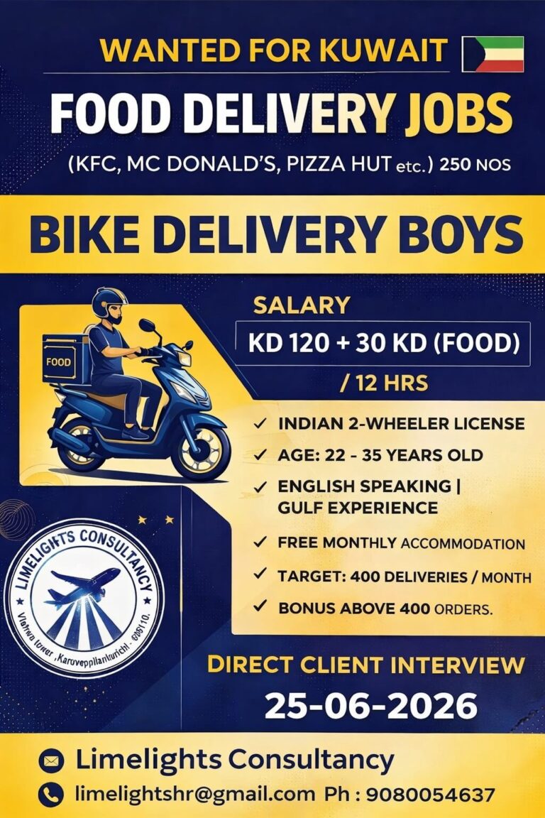 Kuwait Food Delivery Jobs 2026 – Direct Client Interview on 25 June 2026