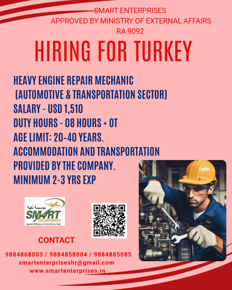 Heavy Engine Repair Mechanic Jobs in Turkey 2026 – Apply Now