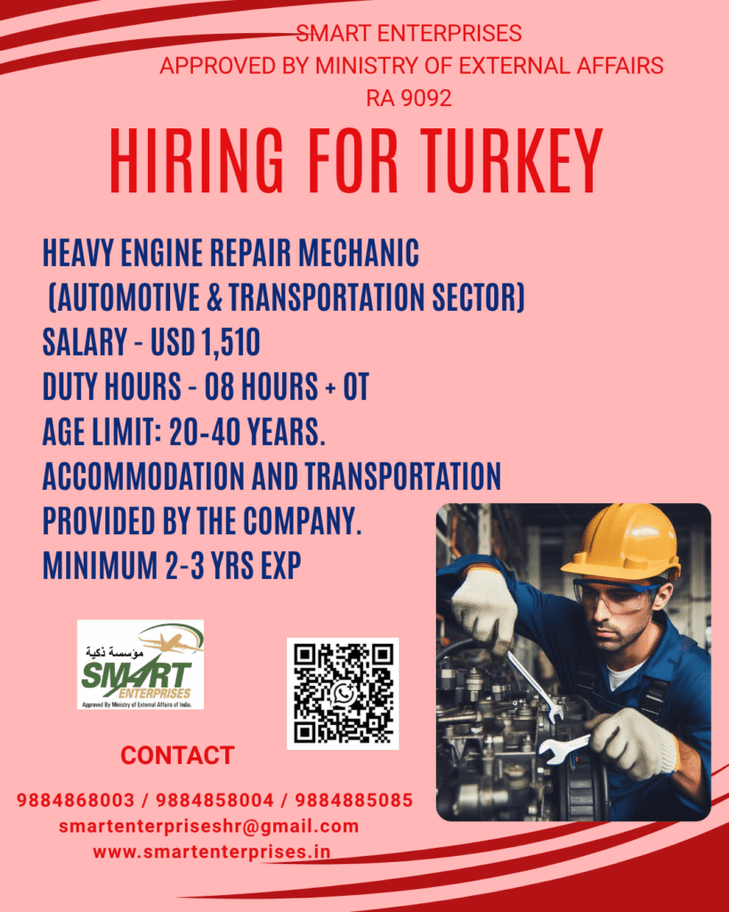 Heavy Engine Repair Mechanic Jobs in Turkey 2026 – Apply Now