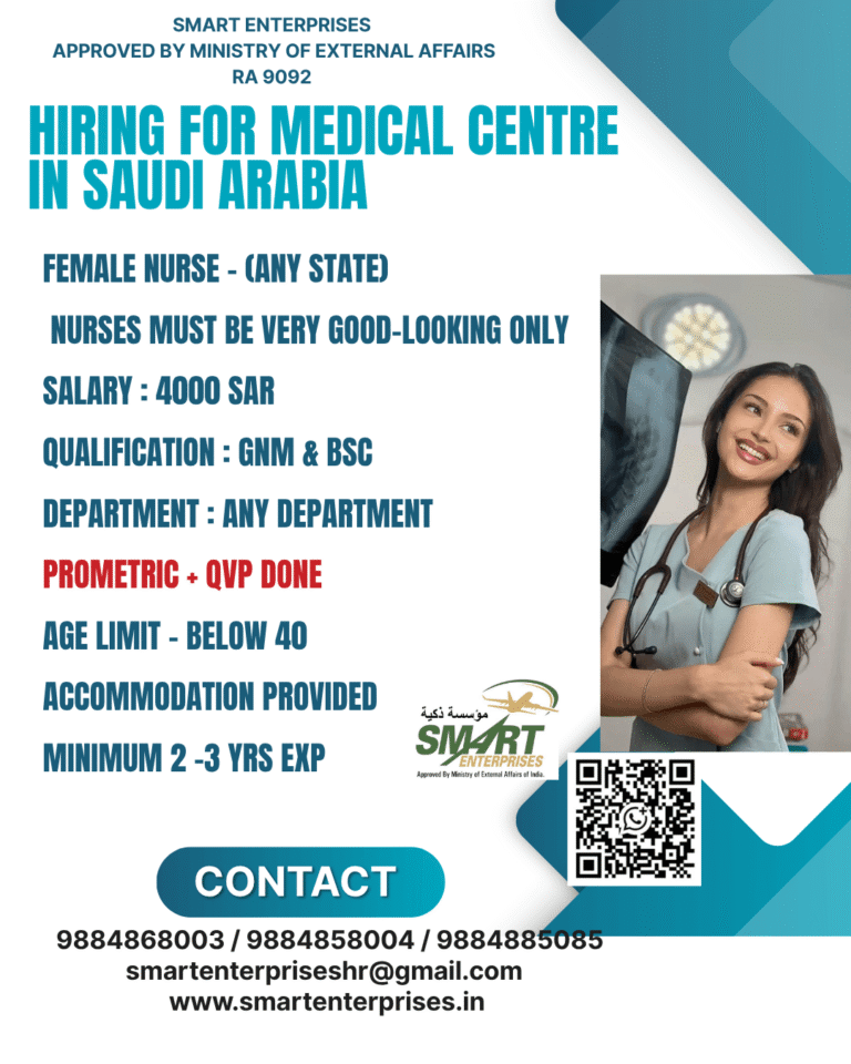Female Nurse Jobs in Saudi Arabia 2026 – Medical Centre Hiring | Salary 4000 SAR