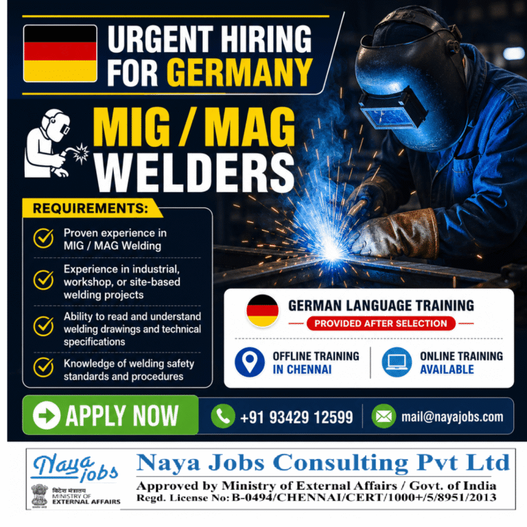 MIG / MAG Welders Jobs in Germany – Apply Now | German Language Training Provided