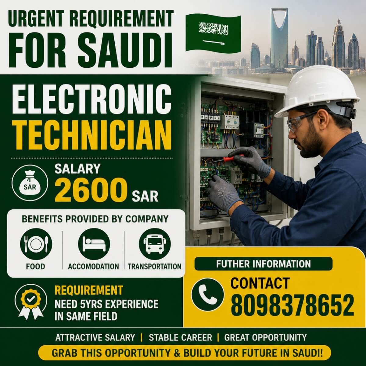 Electronic Technician Jobs in Saudi Arabia – Urgent Recruitment 2026
