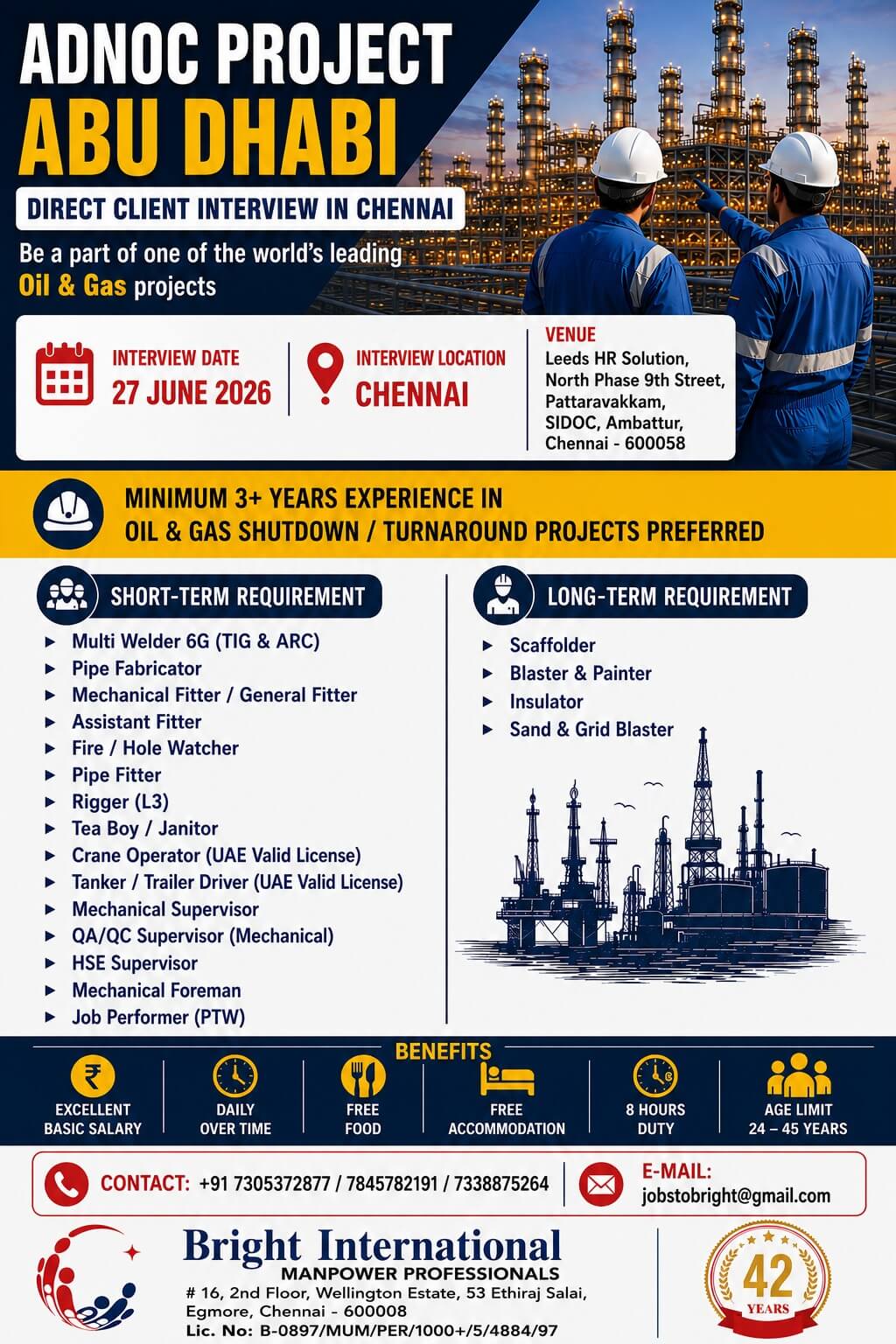 ADNOC Project Abu Dhabi Recruitment 2026 – Direct Client Interview in Chennai