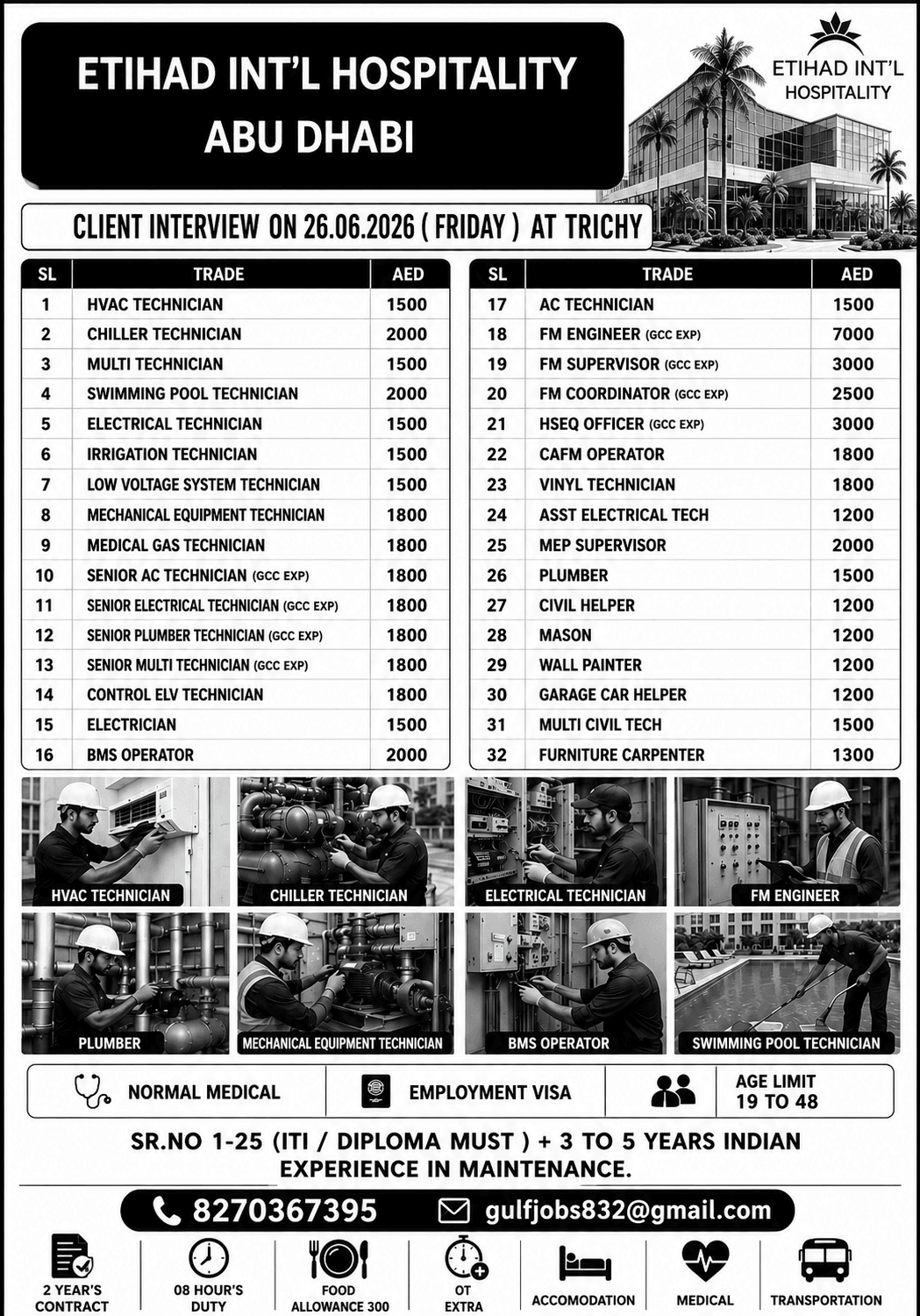 Etihad International Hospitality Abu Dhabi Recruitment 2026 – Client Interview on 26 June at Trichy