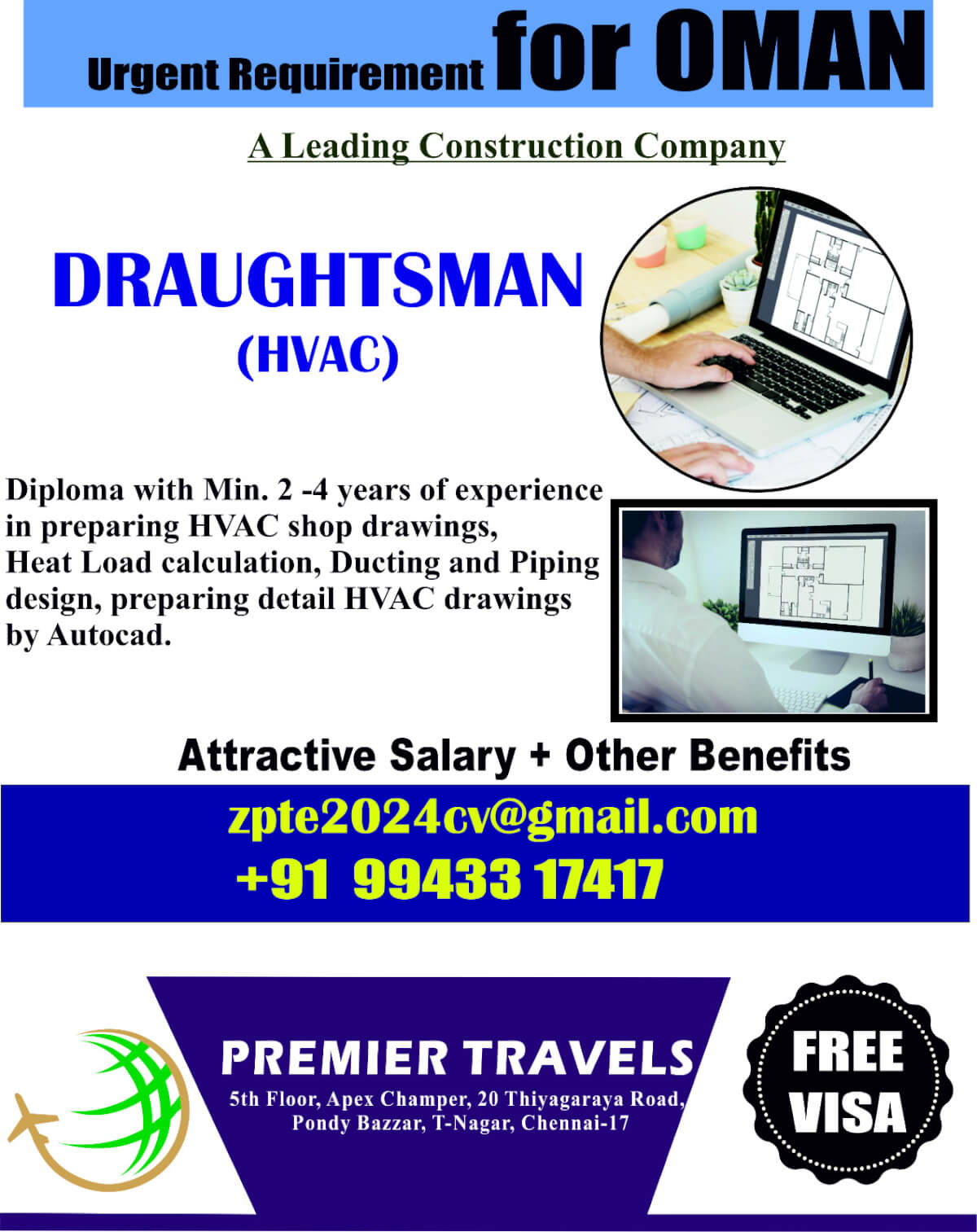 HVAC Draughtsman Jobs in Oman 2026 – Free Visa Opportunity